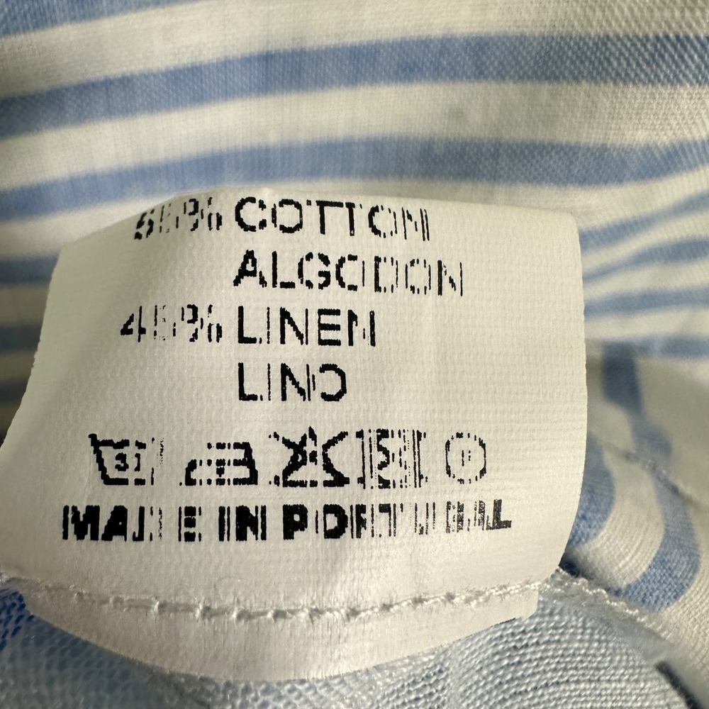 Vilagallo Tunic Dress 42 10 Blue White Stripe Linen Blend Pockets Resort Coastal - Picture 8 of 14